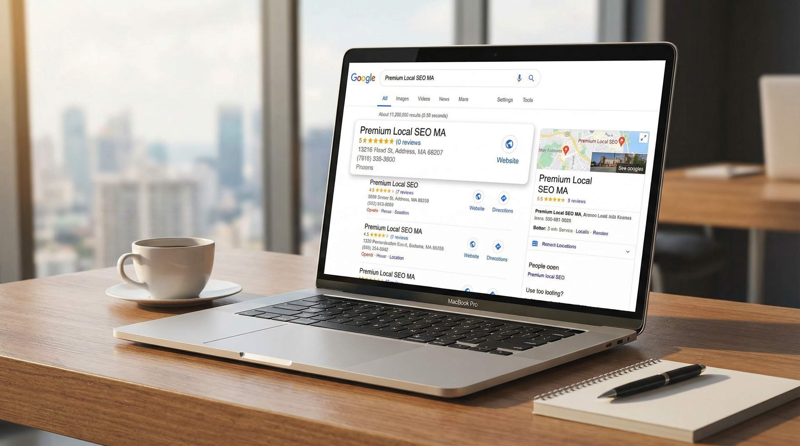 תוצאות חיפוש גוגל מקומי - מפה ורשימת עסקים